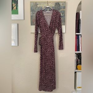 MANGO Pink and Brown Floral Wrap Dress